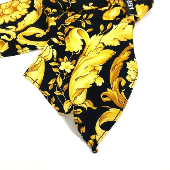VERSACE Greca Logo Hair Tie Accessory Bicolor Scrunchie Silk Women\'s Yellow main image 9